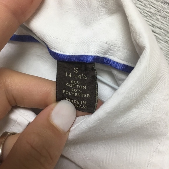 Tasso Elba | White Floral Dress Shirt Size Small - Picture 4 of 6